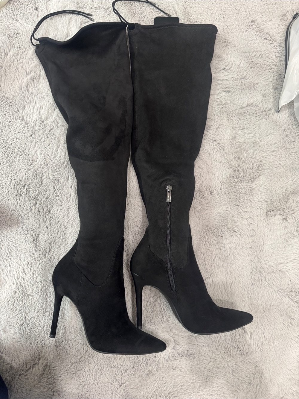 Jessica Simpson Black Suede Over-the-Knee Pointed Stiletto Boots